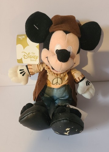 Hippie Mickey Mouse Vintage Disney Store Plush Beanie Bean Bag Doll With Tag 