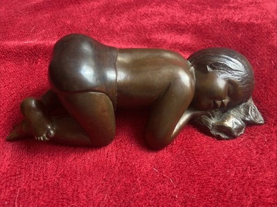 Norman Mansson  1985 Bronze Sculpture 2/50 Children Sleeping Rare Signed