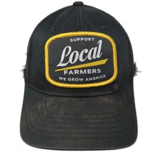 Rural Cloth Trucker Hat Black One Size Support Local Farmers Patch Snapback Mesh