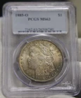 1885 O US Morgan Silver Dollar $1 PCGS MS63 Nice Toning