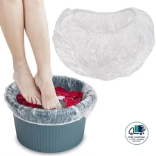 100 protectores desechables de plástico transparente para bañera de pies