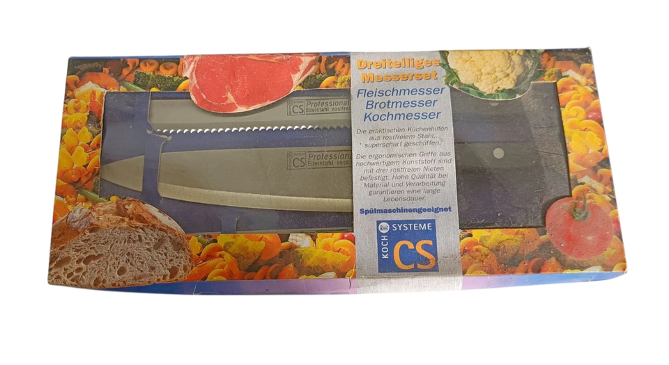 CS Messer Set 3 Stück Fleischmesser Gemüsemesser Brotmesser Edelstahl rostfrei - Bild 3 von 4