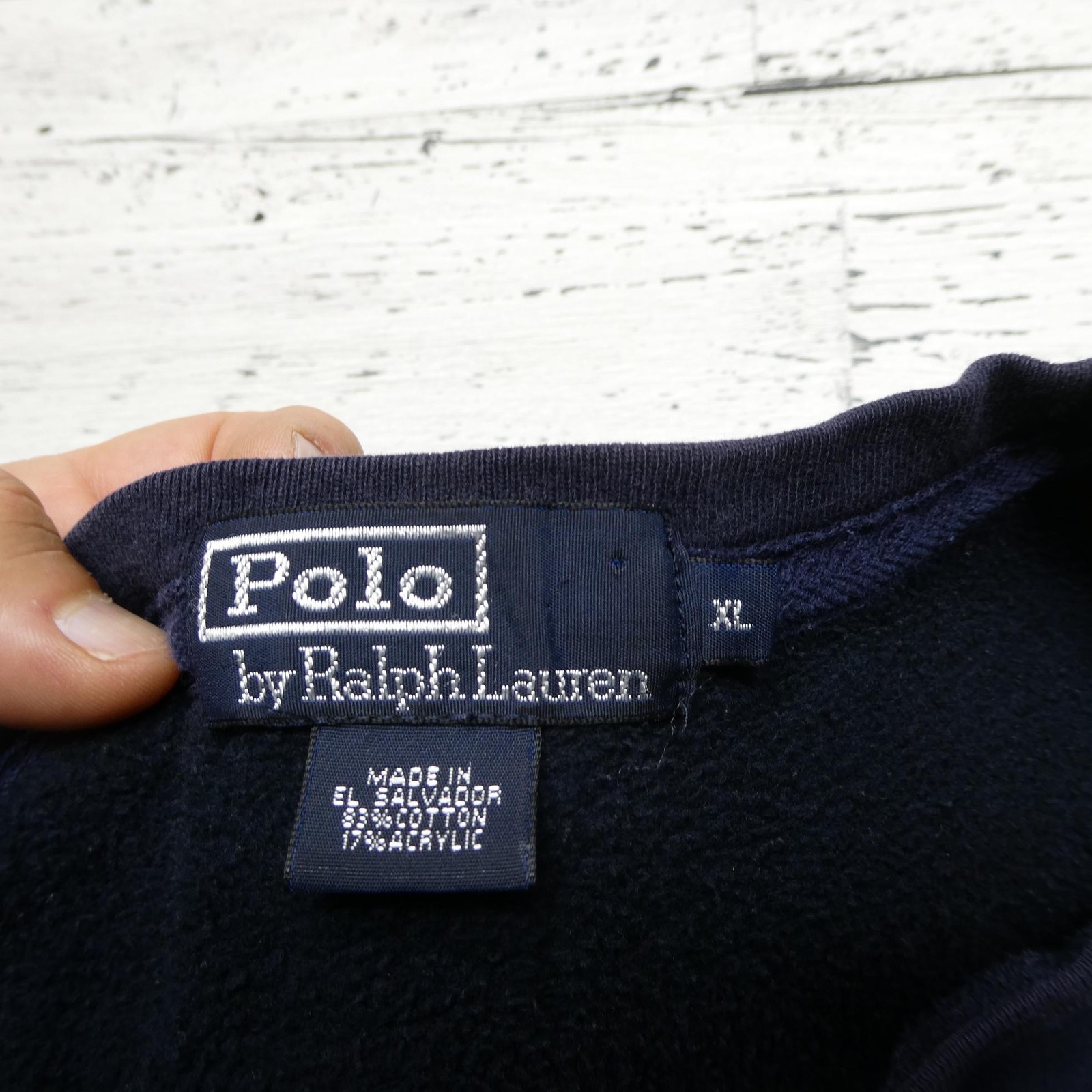 Polo by Ralph Lauren Sweatshirt Mens XL Navy Crewneck V Stitch Pony Logo Fleece