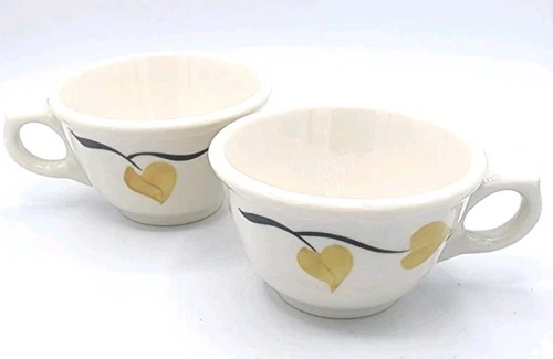 Syracuse Restaurant Ware Coffee Tea Cups USA 7-JJ Vintage 50's Patio Pattern 2pc