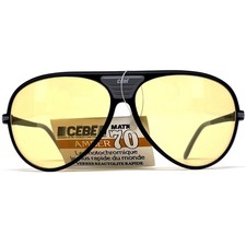 Vintage CEBE 70 AMBERMATIC Sunglasses - France 1990'S - Large - Black / Yellow
