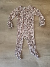 Kate Quinn Pink Burgundy White Floral Zipper Footie PJ Bamboo Soft 6-9 Mon. Baby