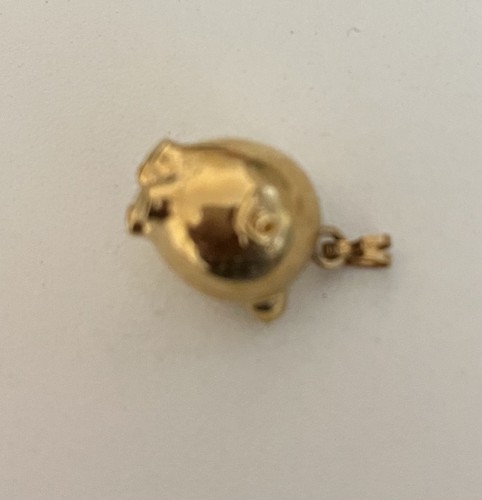 Vintage Unikat Monet Schwein Charm Anhänger Puffy 3D goldfarben signiert - Bild 4 von 4