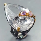 Handmade 45 ct+ Natural Quartz Ring 925 Sterling Silver Size 8.5 /R439897