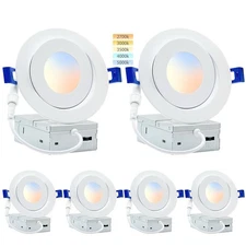 HONZIN 6Pk 4” Gimbal Recessed LED Downlight 9W 750LM 5CCT Dimmable IC ETL