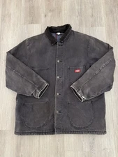 vintage Dickies Faded Black Chore Coat XL Blanket Lined Jacket Carhartt Like