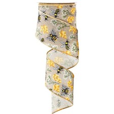JarThenaAMCS Bee Wired Edge Ribbon 2.5 Inch Bumble Bee Honeycomb Fabric Craft...