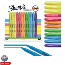 Pocket Highlighters, Chisel Tip, Quick Dry, Assorted Fluorescent Colors, 12 C...