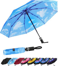 Travel Umbrella for Rain, Windproof Automatic Compact Umbrella, UV Sun Protectio