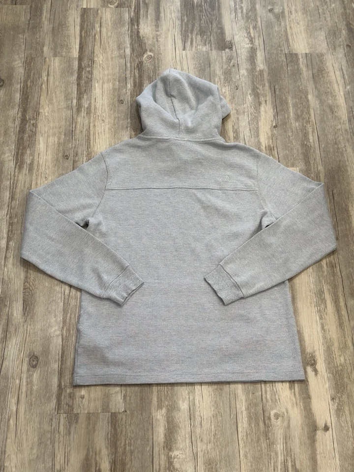 The North Face 华夫格针织连帽衫男式中号灰色保暖套衫运动衫 — 第 2/4 张图片
