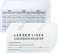 12 Pack Checkbook Register, Check Registers for Personal Checkbook, 6" × 3", Bla