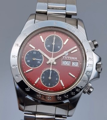 TUTIMA 793 Valjoux 7750 Chronograph rotes Zifferblatt Automatik Herrenuhr von JP