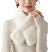 Womens Faux Fur Scarf with Detachable Collar-Super Soft Winter Shawl Wrap, Be...