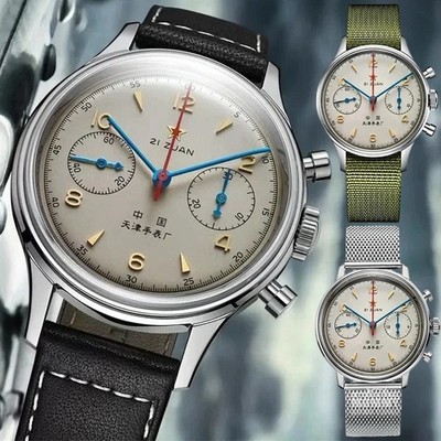 Red Star Herrenuhr 42mm Vintage Chronograph Quarz Retro Dress Wasserdicht