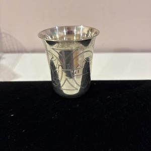 ANTIQUE SIGNED  C.O 1896 RUSSIAN 84 STERLING SILVER VODKA SHOT/KIDDISH CUP