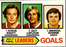 1977-78 Topps Hockey - Goal Leaders #1 - Schutt -  Guy Lafleur - Dionne   A