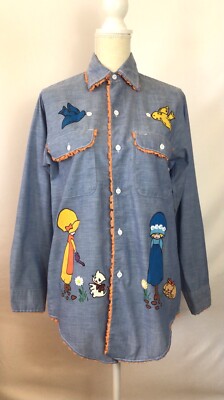 Vintage Big Mac JC Penney Button Up Shirt Blouse Top Hippie
