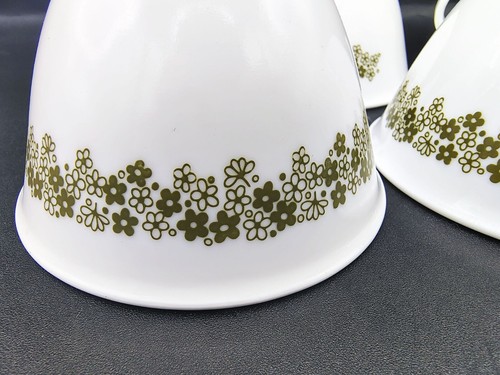 Coffee Cups Spring Blossom Green Crazy Daisy Corning Ware Vintage Lot of 3 - Picture 17 of 17