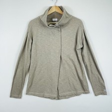 Columbia Womens Small Sweatshirt Shirt Tan Cross Front Cowl Neck Athletic Casual
