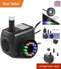 220 GPH Submersible Water Pump Plastic Mini Fish Tank Decorative with LED Lights