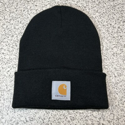 Carhartt Knit Cuffed Beanie Hat Cap Black OSFM A18 BLK | eBay