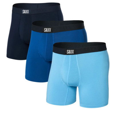 SAXX Vibe Super Soft 3 Pak Boxer Brief Multi Navy/City Blue/Heritage Small 29-32