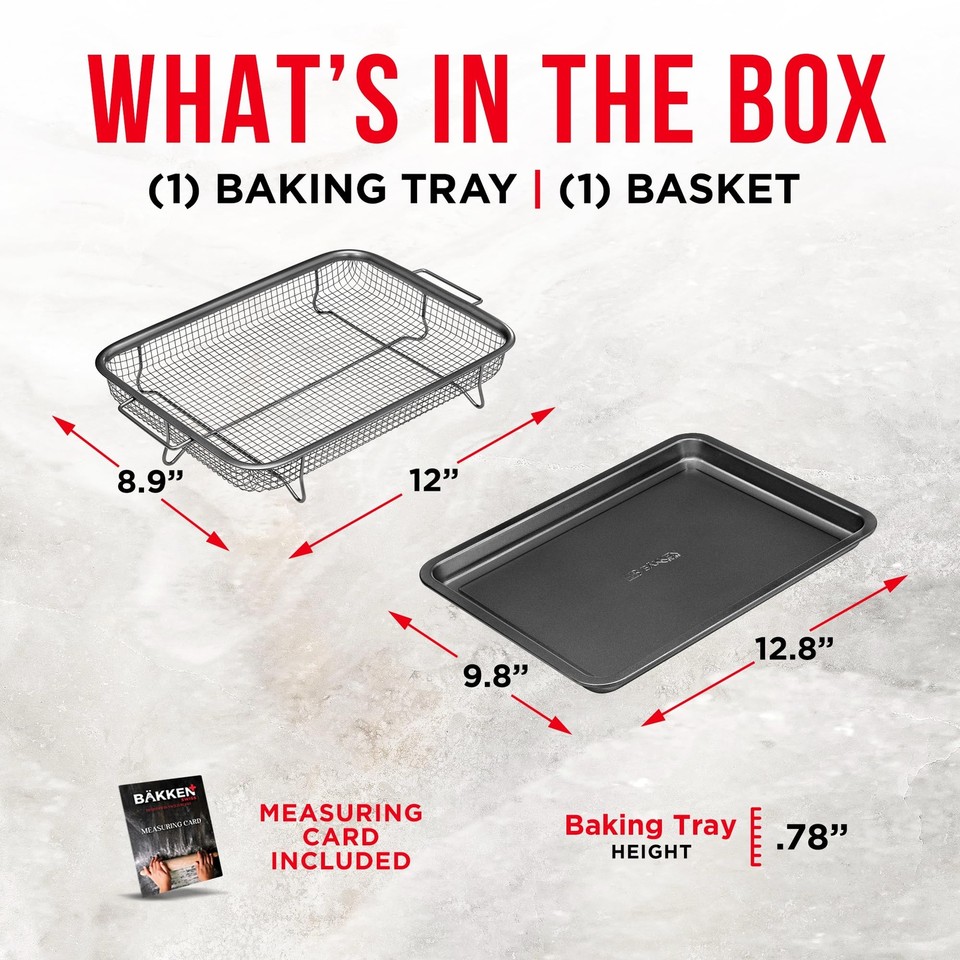 Bakken Swiss Air Fryer Tray, 2 in 1 Nonstick Crisper Air Fry Basket w