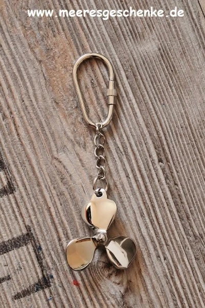 SEA-CLUB Schlüsselanhänger maritim als Schiffsschraube ca. 10 x Ø 5 cm Messing vernickelt