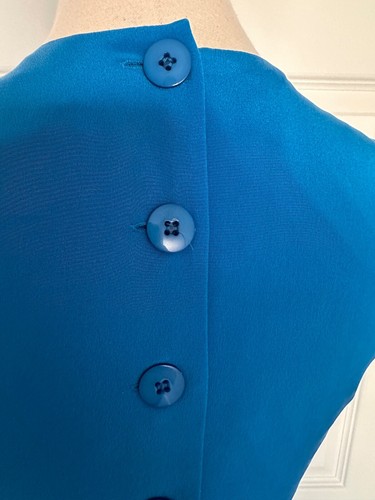 100% Silk VTG Women Sz 4 Blue Sleeveless Dress & Jacket Set Old Money Jackie - Picture 9 of 14