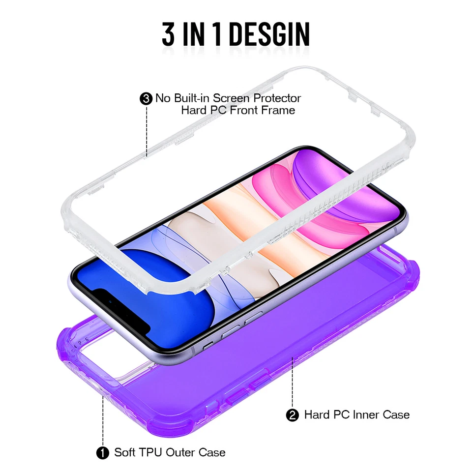 Hybrid Shockproof Defender Case Cover For iPhone 15 14 Pro Max 13 12 11 X XR 87+ - Image 2 of 4