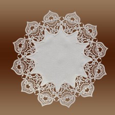 Tischdecke  Sally hochwertige Luftspitzen-Stickerei Plauener Spitze 40 cm rund