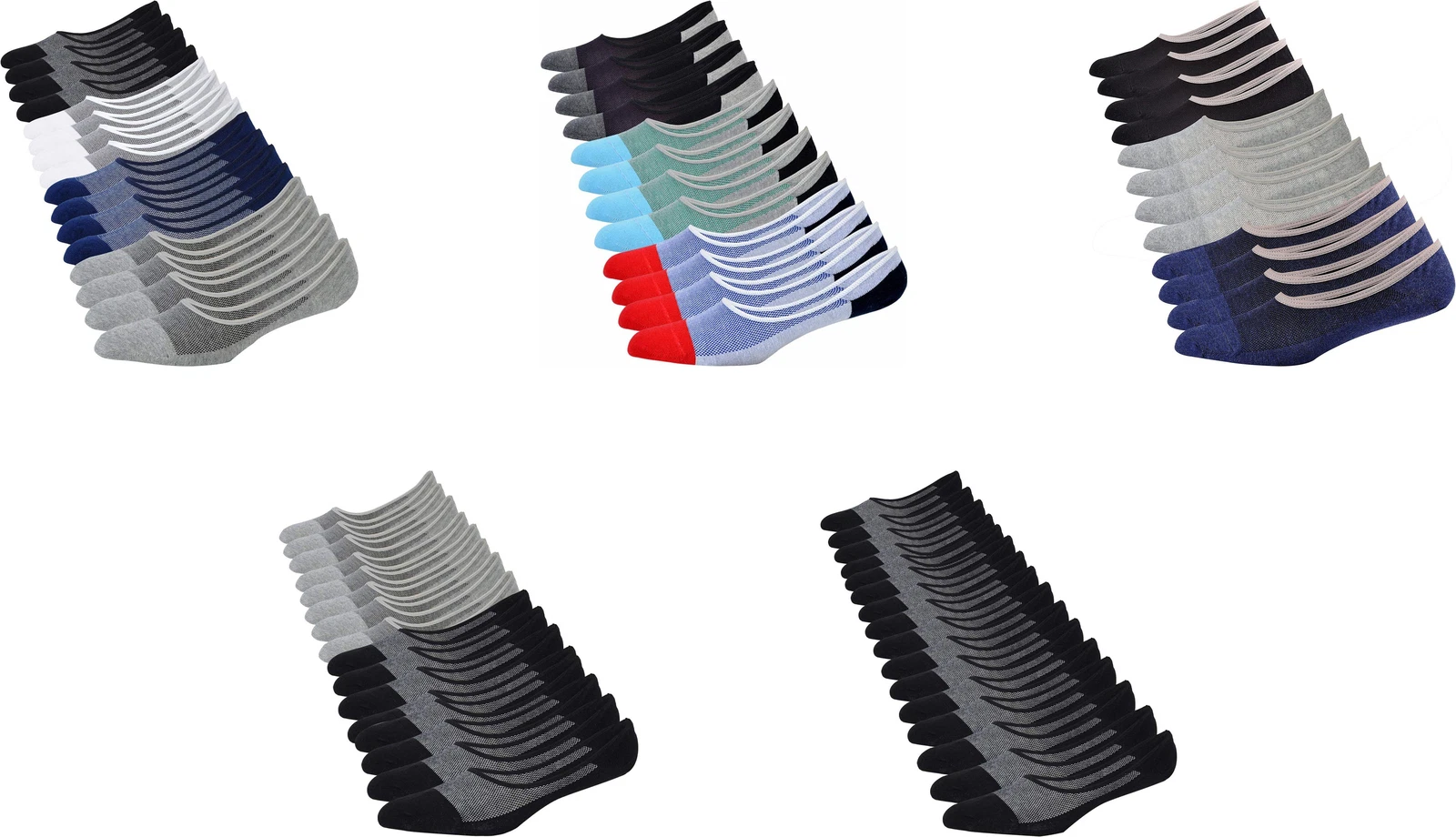 JORMATT Men's Cotton Non-Slip No-Show Socks