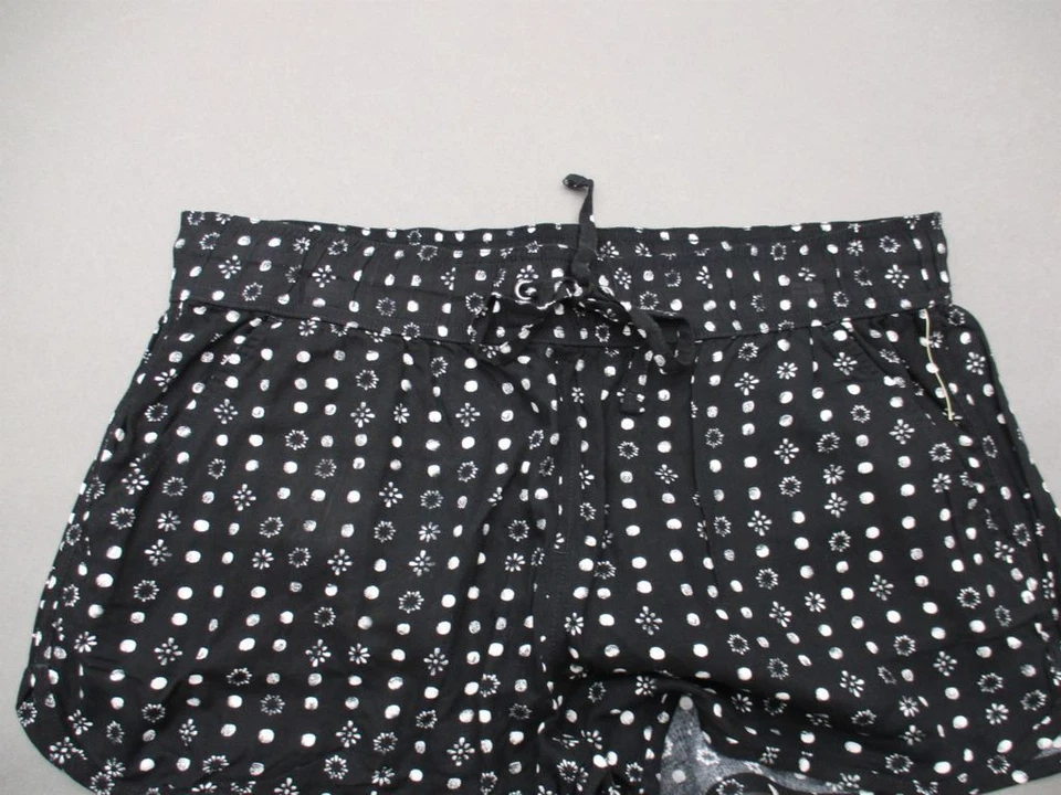 Pantalones cortos holgados de verano 100 % rayón de tiro alto a lunares negros talla L SO T780 Foto 2 de 4