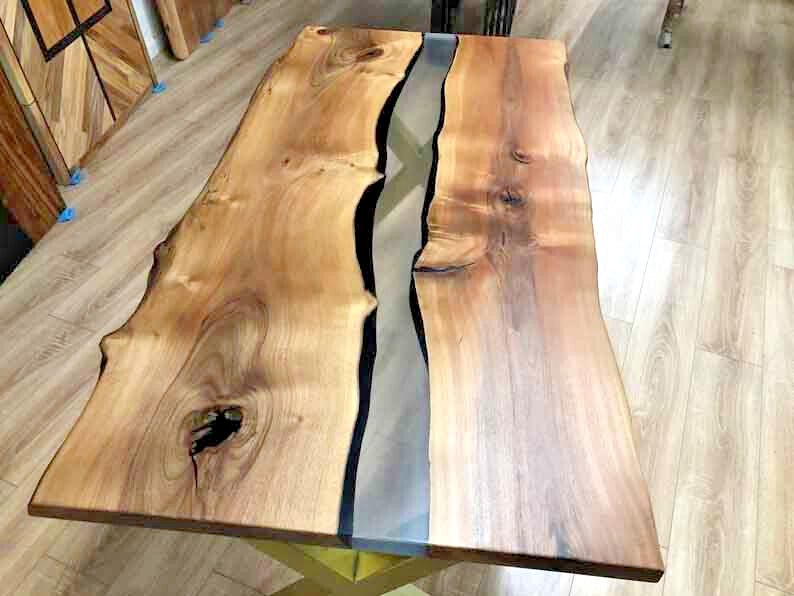 Wooden Epoxy Table, Live Edge Clear Epoxy Table , Coffee Center Table Decors