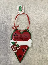 DOG ORNAMENT "DOGS LEAVE PAW PRINTS ON YOUR HEART" 4 IN NWT
