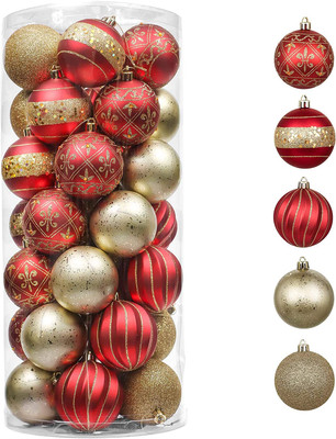 Ornaments for Christmas Trees, 35Ct Red and Gold Shatterproof Christmas Tree Dec