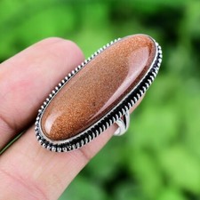 Sunstone Gemstone Ring Women's Ring 925 Sterling Silver Statement Bohemian Ring