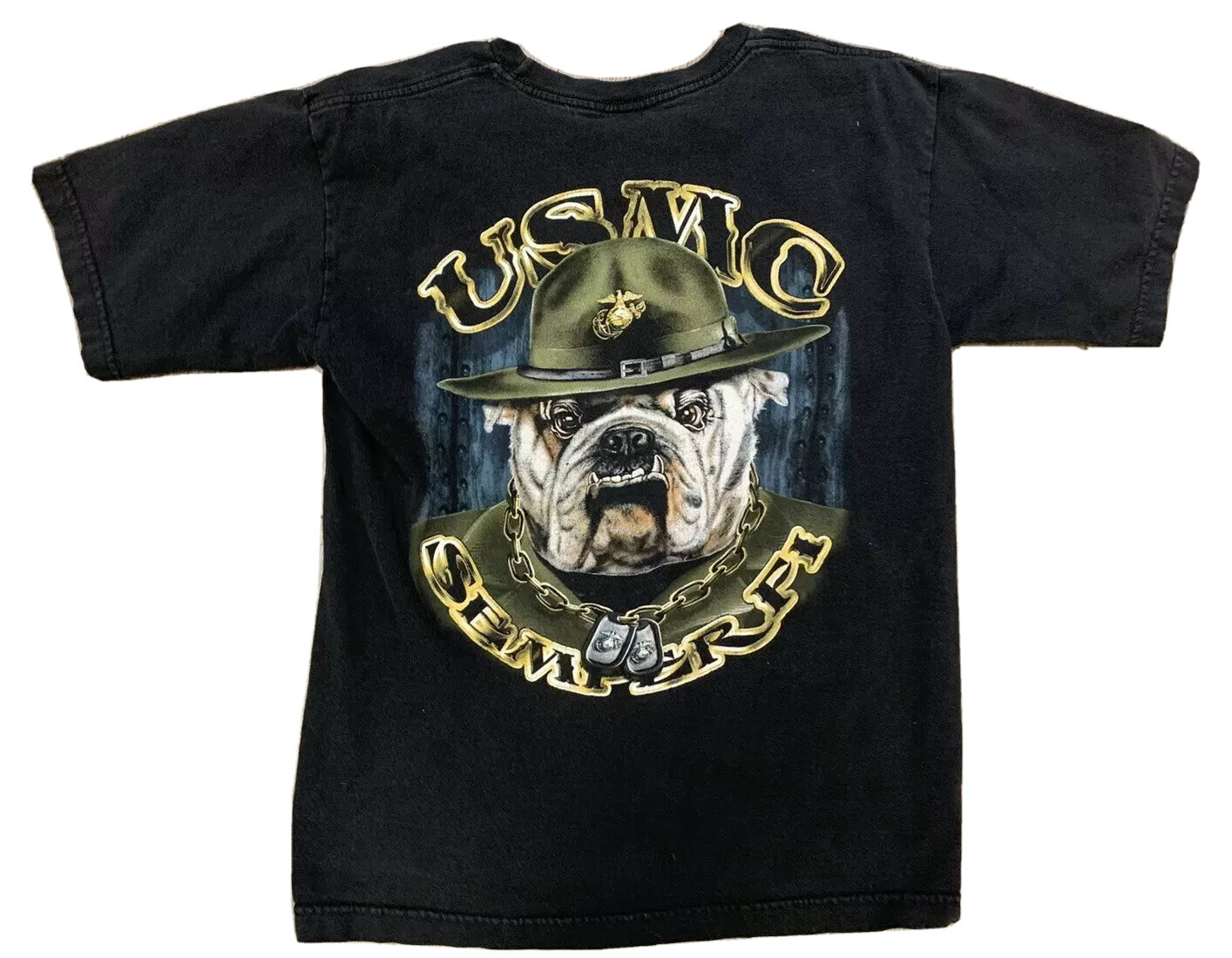 VINTAGE Marine Bulldogs 3D T Shirt Military USA U… - image 1