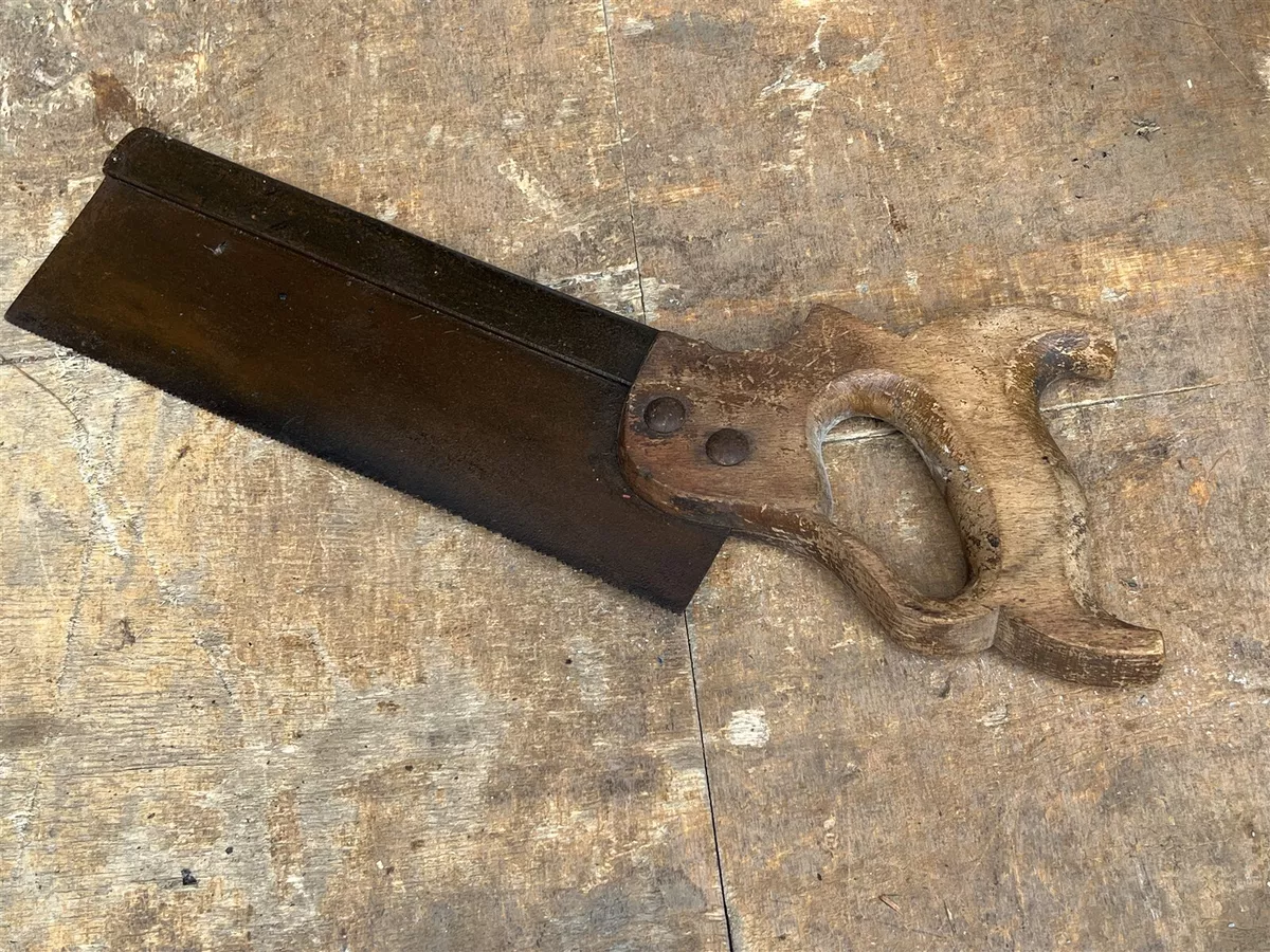 VINTAGE WOOD AND METAL OLD TENON SAW