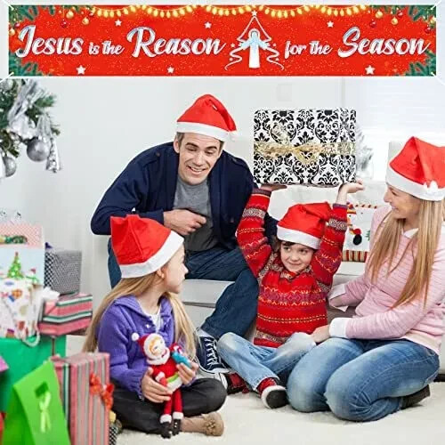Jesus is The Reason for The Season Sign Banner - Large Outdoor Jesus Christmas - 第 5/6 張圖片