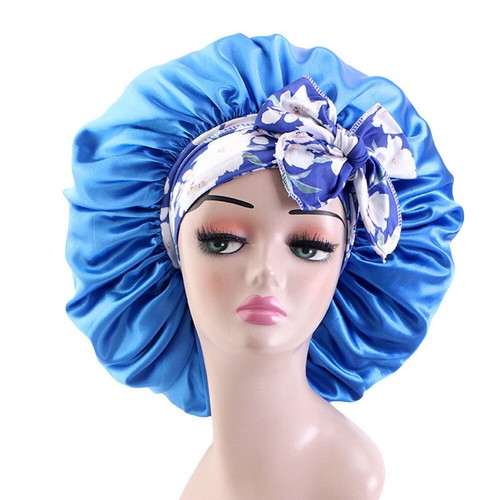 Women Satin Bonnet Long Hair Care Sleep Hat Cap Night Silk Feel Head Wrap Turban - Foto 28 di 35