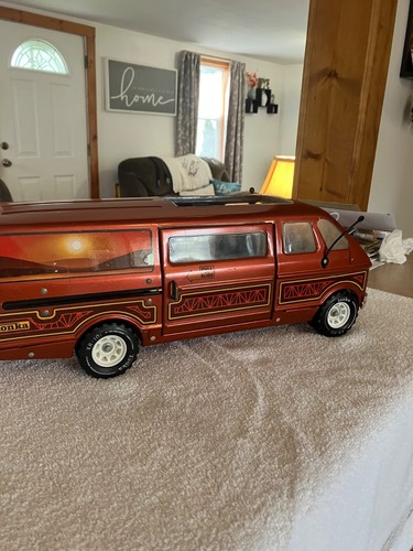 Vintage 1970's Tonka Large Custom Van With Pull & Slide Door & Opening Tail Gate - Picture 6 of 15
