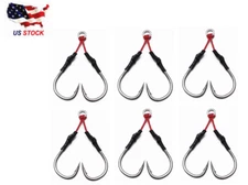 6Pairs Slow Jigging Double Hooks Black Nickel Vertical Knife Butterfly 5/0--9/0