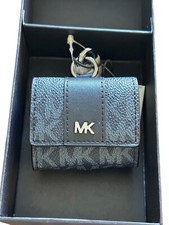 Michael Kors Air Pod Case with lanyard- admiral blue- signature MKs- black blue