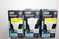 Lot of 3 - Feit 40w Replacement LED Bulbs A19 Dimmable Daylight 450 Lumens