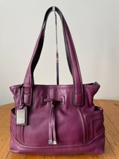 Tignanello Purple Faux Pebbled Leather Magnetic Snap Handbag Shoulder Bag